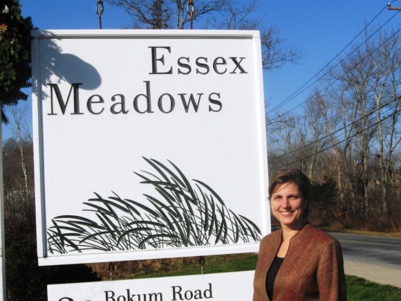 Jennifer Rannestad, Executive Director of Essex Meadows, at the entrance of Essex’s premier retirement community.