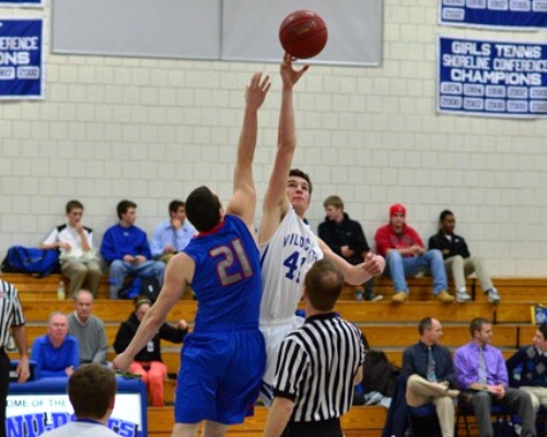 Sophomore Liam Corrigan beat a Hale Ray player to the ball in Tuesday evening's thrilling game.