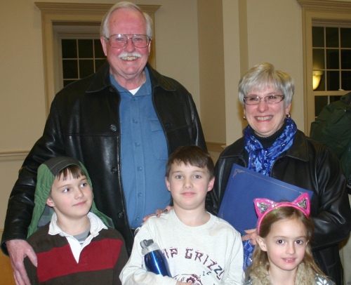 It's a family affair -- Bob and Barbara stand proudly with two great-nephews and a great-niece.