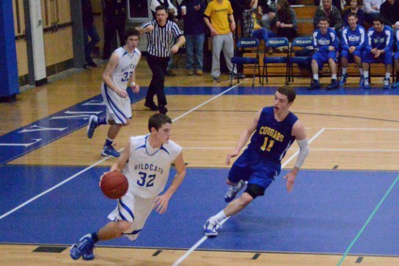 George Logan advances up the court after a steal in Saturday night's game.