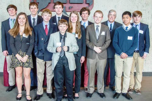 The Lyme-Old Lyme High School Model UN Conference team gathers for a group photo.