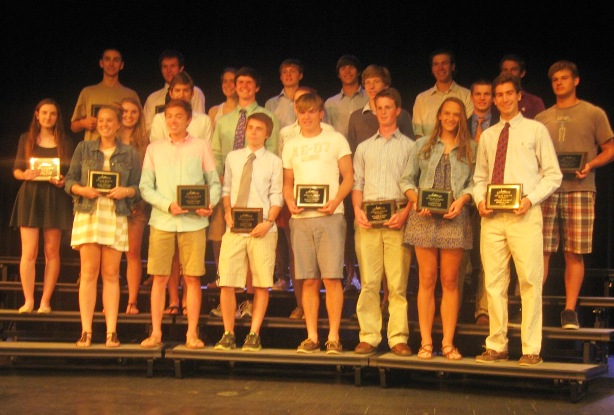 The Lyme-Old Lyme High School Scholar Athlete honorees gather for a photo during the ceremony at Old Saybrook High School.