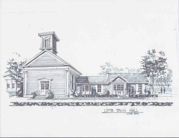 Architect's rendering of the proposed Lyme Town Hall renovation and expansion.