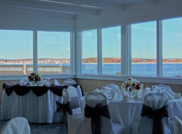 The famous view through the windows of the Dock & Dine restaurant.