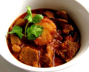 Indian lamb curry with potatoes.