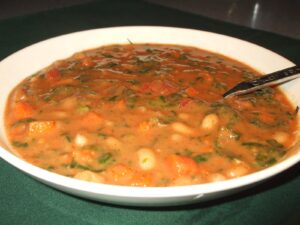 White Bean Tomato Soup with Vegetables 