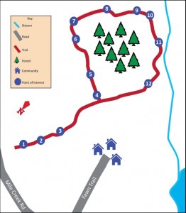 Trail map of the Mile Creek Preserve.