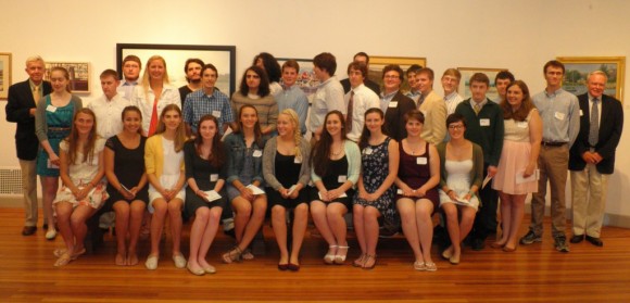 Recipients of MacCurdy Salisbury awards gather for a photo at the Lyme Art Association.
