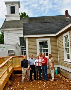 This photo shows the presentation with some of Town Campus renovation work in background.