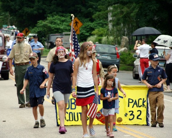 Photo by C. Judy.  Cub Scout Pack #32 struts its stuff.