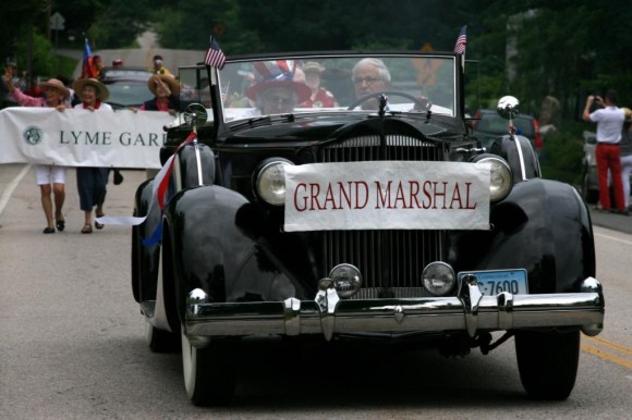 Photo by C. Judy.  Another view of the Grand Marshal in his grand automobile.