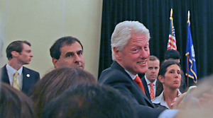 Photo by Christine Stuart/CTNewsJunkie.com Former Pres. Clinton shakes hands on his way in to give a speech for Gov. Malloy at the Omni in New Haven on Tuesday