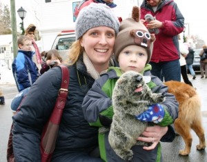 Joining in the groundhog fun at last year's parade.