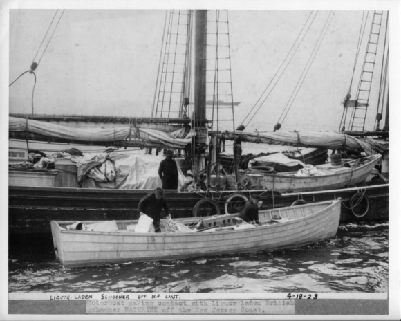 Motor boat making contact with a liquor-laden schooner.