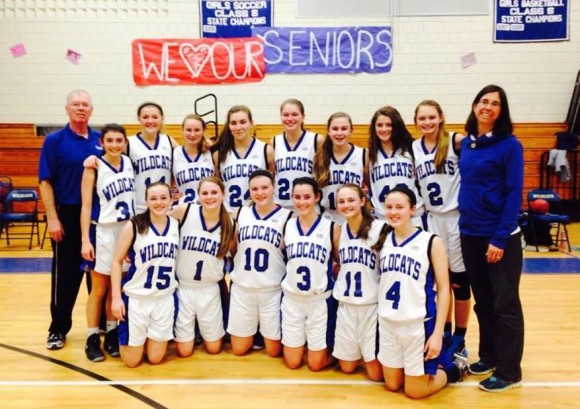 The Lyme-Old Lyme High School girl's varsity basketball team posed for this photo prior to today's game.  Photo by Jodi Strycharz.