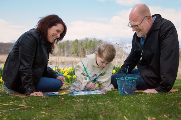 A family enjoys 'Discovery Sunday' at the Florence Griswold Museum.