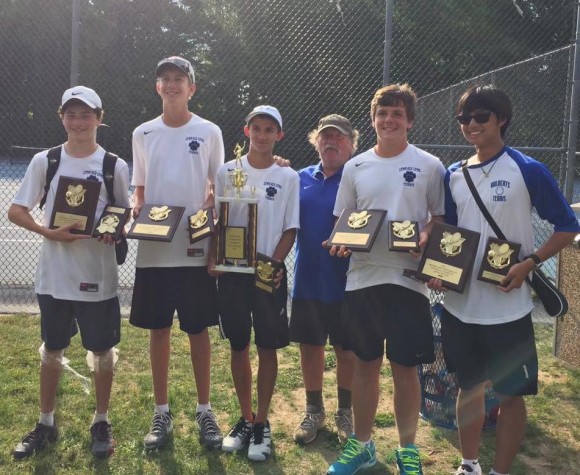 Lyme-Old Lyme boys pulled off a clean sweep of yesterday's Shoreline Tennis Championship.