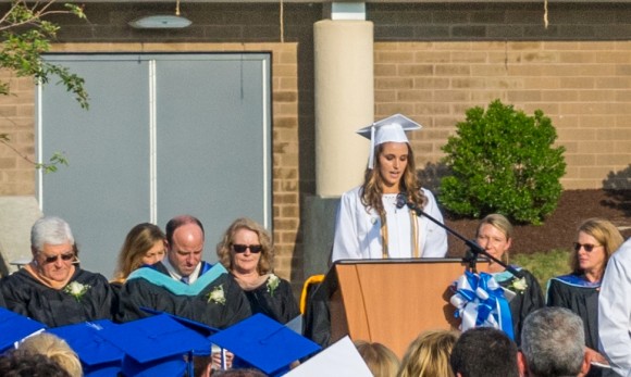 Class President Meredith Aird at the podium.