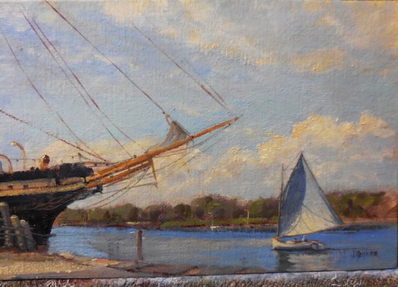 "A Seaport Moment" by James Wagner is one of the signature paintings of the 'American Waters' exhibition.