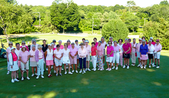 The participants in the Terri Brodeur Foundation benefit at the Old Lyme Country Club gather for a photo.