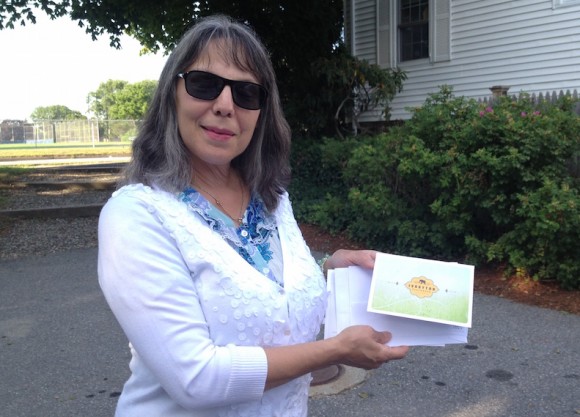 Nina Schliessel with her prize of two tickets to "Memphis" at the Ivoryton Playhouse.