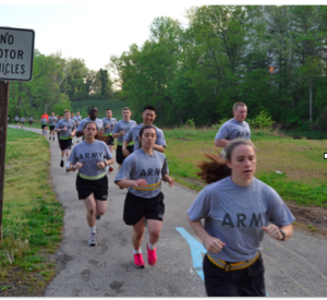 Cadet Allyson McCarthy (right) trains on the University of Maryland campus.