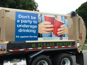 Old Lyme residents will see the campaign message all over town on Shoreline Sanitation trucks.