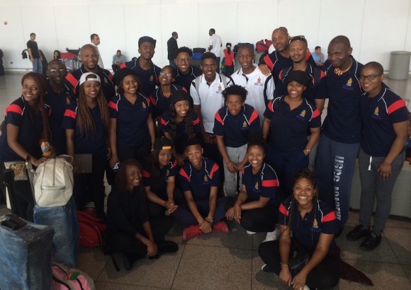 Smiling faces on arrival in the US.