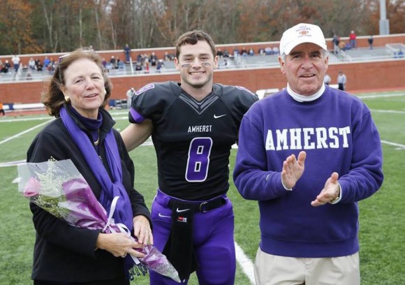 All American Jimmy Fairfield-Sonn stands with his proud parents, Lynn and Jim Fairfield-Sonn of Old Lyme.