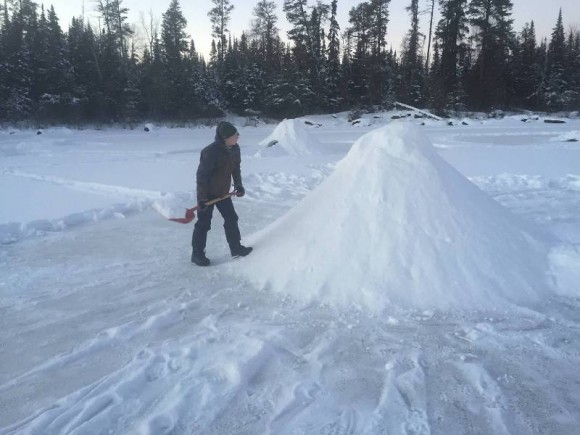 One of the first tasks for the Scouts was to set up their "snow kitchen."