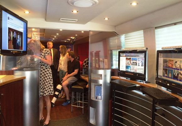 As part of her award, Daisy Colvin was given the opportunity to tour the C-SPAN bus.
