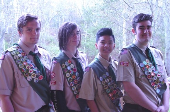From left to right, the four members of Boy Scout Troop 26 who will be honored Sunday at ceremony in Lyme-Old Lyme Middle School are Norman Main, Matt Miller, Danny Reid and Connor Carberry.