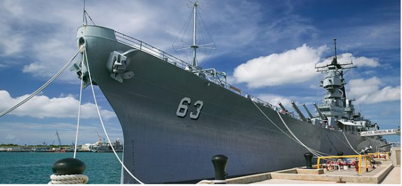 The USS Missouri on which the Lyme-Old Lyme High School Band and Chorus will play during the 75th anniversary celebrations of Pearl Harbor in December.