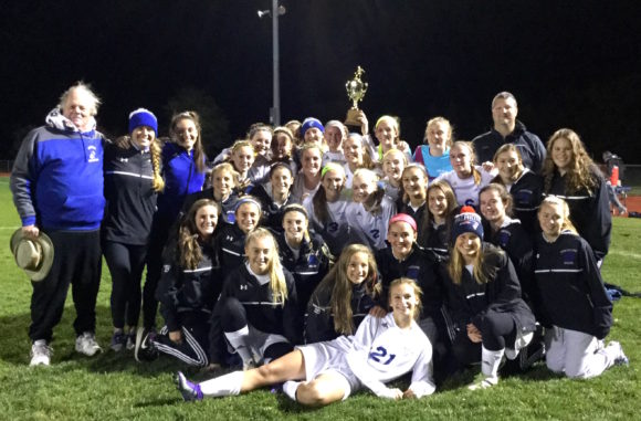 Champions! Paul Gleason's girls won their fourth consecutive Shoreline Conference championship Friday night at Portland High School.