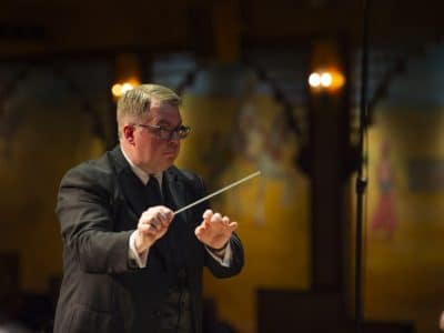 Eastern Connecticut Symphony Chorus Director Dr. Daniel McDavitt conducts a performance.