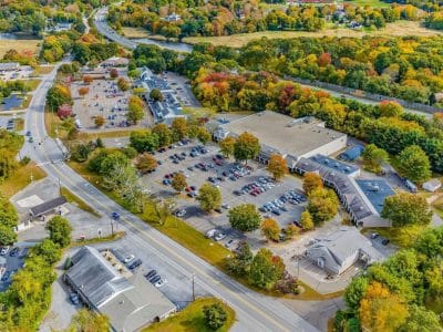 An aerial photo of Old Lyme Marketplace