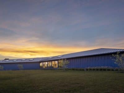 The Westerly Musuem of American Impressionism at sunset.