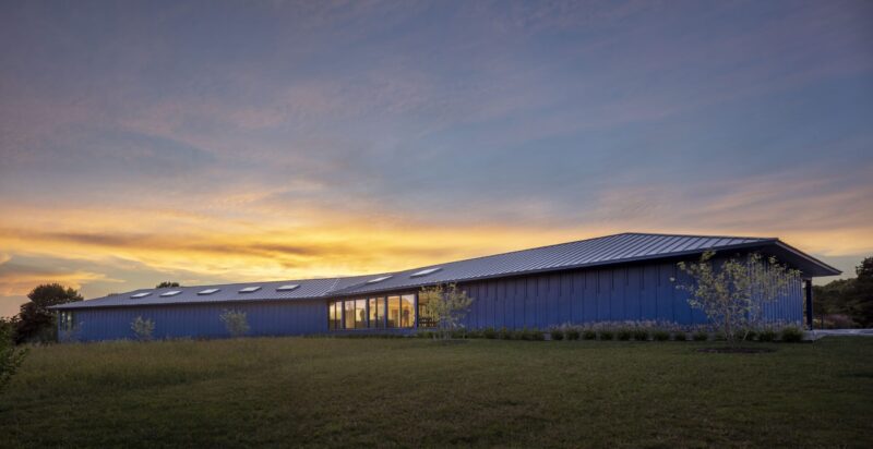 The Westerly Musuem of American Impressionism at sunset.